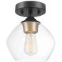 Globe Electric 60333 Harrow Light Semi-Flush Mount, Matte Black with Clear Glass Shade, 9.1''