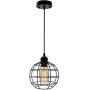 Industrial Pendant Light Fixture, Metal Cage Black Pendant Light, E26 Socket Vintage Hanging Ceiling Lamp, Max 660W, Farmhouse Pendant Lighting for Kitchen Island Dining Room (Globe Pendant Light)