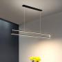 LITFAD Rectangle Ceiling Hanging Light Fixture Modern LED Pendant Lighting Minimalism Metal Dining Room LED Island Pendant in Black for Living Room Restaurant Bar, White Light
