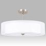 Kira Home Lindos 20'' Modern 3-Light Double Drum Chandelier + Glass Diffuser, Stem-Hung with Adjustable Height, Brushed Nickel Finish