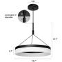 Modern Black LED Chandelier with Hanging Pendant Lighting Ceiling Light Fixtures for Living Room Dining Room Kitchen Island Bedroom (15.7 Inches) Cool Light, 6000 K, 26W, 3120lm