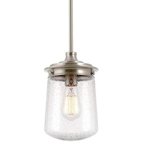 Kira Home Mason 10.5'' Industrial Pendant Light, Seeded Glass Shade + Brushed Nickel Finish