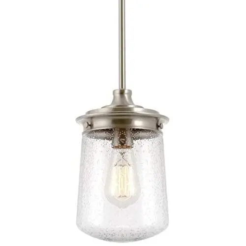 Kira Home Mason 10.5'' Industrial Pendant Light, Seeded Glass Shade + Brushed Nickel Finish Kira Home Mason 10.5'' Industrial Pendant Light, Seeded Glass Shade + Brushed Nickel Finish