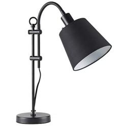 CO-Z Black Table Lamp Adjustable Gooseneck, Modern Desk Lamp with Black Fabric Shade, Arched Task Lamp for Nightstand Bedroom Reading Bedside Farmhouse.