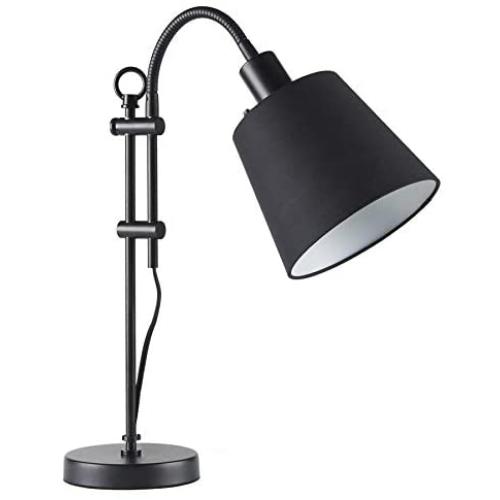 CO-Z Black Table Lamp Adjustable Gooseneck, Modern Desk Lamp with Black Fabric Shade, Arched Task Lamp for Nightstand Bedroom Reading Bedside Farmhouse.