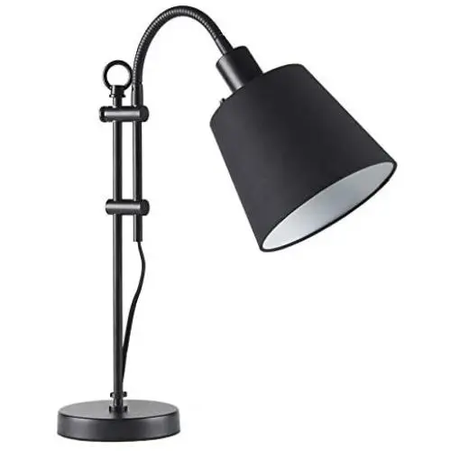 CO-Z Black Table Lamp Adjustable Gooseneck, Modern Desk Lamp with Black Fabric Shade, Arched Task Lamp for Nightstand Bedroom Reading Bedside Farmhouse.