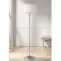 Lindy Modern Floor Lamp Polished Nickel Silver Organza White Linen Double Drum Shade Crystal Dangle for Living Room Reading Bedroom Office - Possini Euro Design
