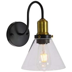 Lucidce Sconces Wall Lighting Industrial Vintage Bathroom Lighting Fixtures Over Mirror 1 Light Matt Black and Brushed Brass Rustic Single Wall Lamp for Dining Room Bedroom