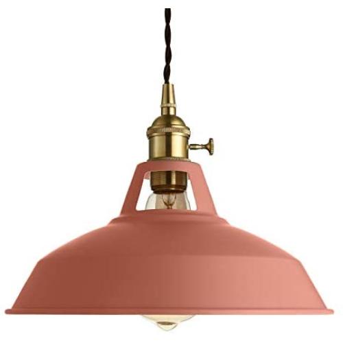 KWOKING Lighting Nordic Macaron Color Industrial Hanging Lamp Creative Modern Adjustable Metal Pendant Light Chandeliers for Living Room, Kitchen Island, Hotel, Warehouse,Study Room, Pink