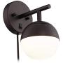 Luna Modern Wall Lamp Bronze Plug-in Light Fixture Frosted Glass Globe Shade for Bedroom Bedside Living Room Reading - 360 Lighting Luna Modern Wall Lamp Bronze Plug-in Light Fixture Frosted Glass Globe Shade for Bedroom Bedside Living Room Reading - 360 Lighting
