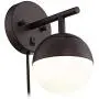 Luna Modern Wall Lamp Bronze Plug-in Light Fixture Frosted Glass Globe Shade for Bedroom Bedside Living Room Reading - 360 Lighting