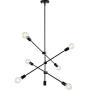 Sputnik Light Fixture Mobile Chandelier 6 Lights Modern Pendant Lighting Black Finish Contemporary Semi Flush Mount Ceiling Light Fixtures for Dining Room