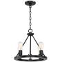 Lacey Black Wagon Wheel Chandelier 16'' Wide Rustic Farmhouse LED 4-Light Fixture for Dining Room House Foyer Kitchen Island Entryway Bedroom Living Room - Franklin Iron Works