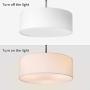 Ceiling Light, Semi-Flush Mount Modern Fabric Pendant Light Shade, Large White Drum Lampshade, Round Pendant Lamp, Lamps for bedrooms, Flush Chrome Matt, 3 Bulbs