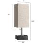 BOBOMOMO USB Table Lamp Set of 2 Bedside Lamps 15.5 with 2 USB Charging Ports & 2 Power Outlet Nightstand Lamp for Bedroom Living Room Study Room (Black&Linen)