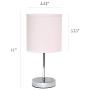 Simple Designs LT2007-BPK-2PK Chrome Mini Basic Fabric Shade 2 Pack Table Lamp Set, Blush Pink, 2 Count