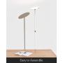 Brightech Sky LED Torchiere Super Bright Floor Lamp - Contemporary, High Lumen Light for Living Rooms and Offices - Dimmable, Indoor Pole Uplight for Bedroom Reading - White