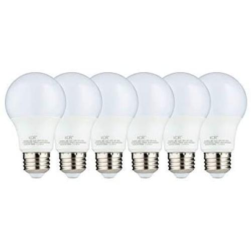 (6 PACK) KOR 9W LED A19 Light Bulb (60W Equivalent), UL Listed, 5000K (Bright White Daylight), 800 Lumens, Non-Dimmable, LED 9-Watt Standard Replacement Bulbs With E26 Base, 15000 Hours, Long Life