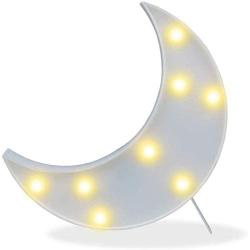 Decorative Crescent Moon Decor Light,Cute LED Nursery Night Lamp Gift-Marquee Moon Sign Wall Decor for Birthday Party,Kids Room, Living Room Decor(White)