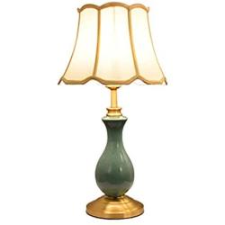 CUICAN E26 Ceramic Decoration Table Lamp, Modern Copper Base Creative Fabric Lampshade Bedside Reading Lamp for Living Room Office Desk Lamp-c 50x29cm(20x11inch)