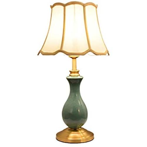 CUICAN E26 Ceramic Decoration Table Lamp, Modern Copper Base Creative Fabric Lampshade Bedside Reading Lamp for Living Room Office Desk Lamp-c 50x29cm(20x11inch)