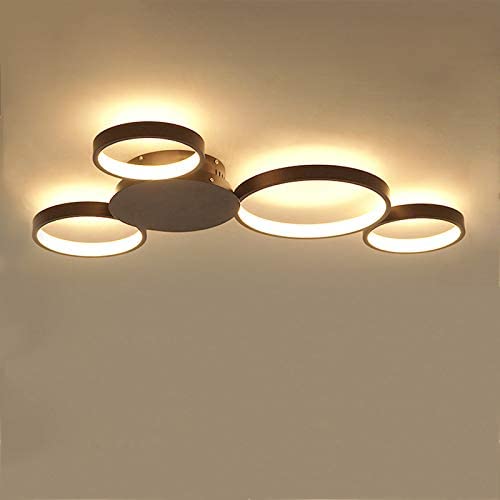 LightInTheBox Dimmable with Remote Control LED 4 Ring Ceiling Lighting Fixture Flush Mount Circular Round Chandeliers Lamp for Dining Room, Bedroom 4900LM 3000-6000K (Dimmable with Remote Control)