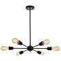 FERWVEW 6-Light Black Industrial Mid Century Lighting Fixture Sputnik Chandelier lamp, Modern Ceiling Pendant Lighting for Livingroom Dinning Bedroom Doorway Foyer Entryway Hanging