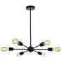 FERWVEW 6-Light Black Industrial Mid Century Lighting Fixture Sputnik Chandelier lamp, Modern Ceiling Pendant Lighting for Livingroom Dinning Bedroom Doorway Foyer Entryway Hanging