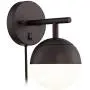 Luna Modern Wall Lamp Bronze Plug-in Light Fixture Frosted Glass Globe Shade for Bedroom Bedside Living Room Reading - 360 Lighting