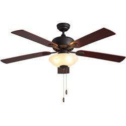 Ceiling Fan with Light 52-inch Brown 5-leaf Flush Mount Indoor Ceiling Fan Light ETL Listed for Living Room Dining Room Kitchen Restaurant,Motor Reversibly Accumulates Heat in Winter