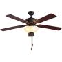 Ceiling Fan with Light 52-inch Brown 5-leaf Flush Mount Indoor Ceiling Fan Light ETL Listed for Living Room Dining Room Kitchen Restaurant,Motor Reversibly Accumulates Heat in Winter