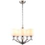 CO-Z 5 Light Brushed Nickel Chandelier, Contemporary Ceiling Light Fixture with Decorative K9 Crystal Ball and Satin Etched Cased Opal Glass Shade, Modern Chandelier Lighting for Dining Room