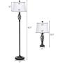 Tangkula Lamp Set 3-Piece Modern Home Living Room Bedroom Antique Bronze Finish Lamps, Floor Lamp and Table Lamps Set with Soft Pleated White Fabric Shades (Antique Bronze)