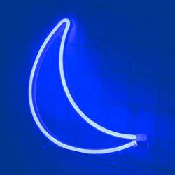 MYGOTO Blue Moon Neon Signs Night Light LED Neon Light with Hook Art Decorative Lights Wall Decor for Children Baby Room Christmas Wedding Party Decoration(Blue Moon)