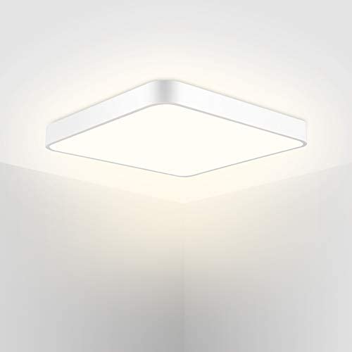 36W Flush Mount LED Ceiling Light Fixture, 20inch Square LED Ceiling Lamp, 3200K Warm White, 180W Equivalent, Super Bright 8000lm LED Light Fixture for Bedroom, Living Room, Kitchen