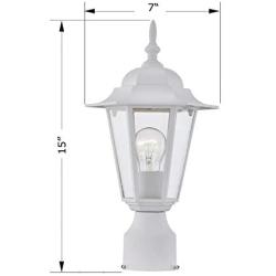 WISBEAM Outdoor Post Light, Pole Lantern, E26 Base 100W Max, Aluminum Housing Plus Glass, Wet Location Rated, ETL Qualified, Bulbs not Included (White Finish)