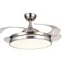 Southerns Lighting 42 inch Modern Simple Invisible Ceiling Fan with 3 Changing LED Lights and Remote Control 4 Reversible Blade Retractable Ceiling Fan with Chandelier Light for Dining Room Living Room Indoor Bedroom Ceiling Fans with Lights (Chrome-06)