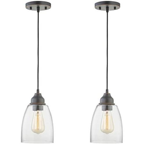 Gruenlich Pendant Lighting Fixture for Kitchen and Dining Room, Hanging Ceiling Lighting Fixture, E26 Medium Base, Metal Construction with Clear Glass