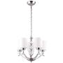 CO-Z 5 Light Brushed Nickel Chandelier, Contemporary Ceiling Light Fixture with Decorative K9 Crystal Ball and Satin Etched Cased Opal Glass Shade, Modern Chandelier Lighting for Dining Room