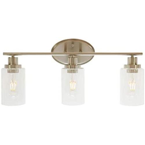 BONLICHT 3 Lights Bathroom Vanity Light Fixture Brushed Nickel Sconces Wall Lighting Contemporary Interior Wall Lamp with Clear Glass Shade,Modern Wall Light for Kitchen Bathroom Bedroom Living Room