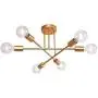 Mid Century Modern 6 Light Fxitures, Palacelantern Semi Flush Ceiling Light Contemporary Sputnik Chandelier Gold Lighting for Dining Room Farmhouse Kitchen Bedroom and Foyer