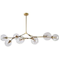 LUOLAX Modern Pendant Light Glass Chandelier with 7 Lights Fixture Hanging Flush Mount (7 Heads Gold -Clear)