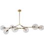 LUOLAX Modern Pendant Light Glass Chandelier with 7 Lights Fixture Hanging Flush Mount (7 Heads Gold -Clear)