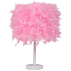Feather Table Lamp Vintage Elegant Bedside Desk Night Light White Lampshade for Bedroom Foyer Living Reading Sitting Room Decorations