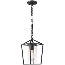 Emliviar Modern Outdoor Pendant Light, 1-Light Outdoor Hanging Lantern Light in Balck Finish with Clear Glass, 20065H BK