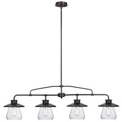 Globe Electric 65382 Nate 4-Light Pendant, Oil Rubbed Bronze, Clear Glass Shades