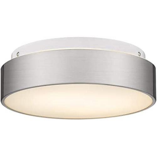 Autelo 12'' Flush Mount Ceiling Light Fixture, Frosted Glass Shade 2-Light Close to Ceiling Light Fixture in Brushed Nickel Finish, E26 Socket for Living Room Hallway Bedroom Farmhouse C3312 ST