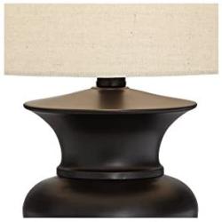 Traditional Table Lamps Set of 2 Dark Bronze Urn Ivory Tapered Drum Shade for Living Room Family Bedroom Nightstand - Regency Hill