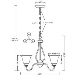 Doraimi 3 Light Chandelier with Brushed Nickel Finish, Classic Style Ceiling Light Fixture with Frosted Glass Shade for Meeting Room Dining Room Living Room Corridor, LED Bulb(not Include)