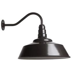 Large Gooseneck Barn Light | The Redondo Standard Warehouse Steel Dome on a Gooseneck | Modern Farmhouse Barn Lighting Made in America (16'' Gooseneck, Dark Bronze)